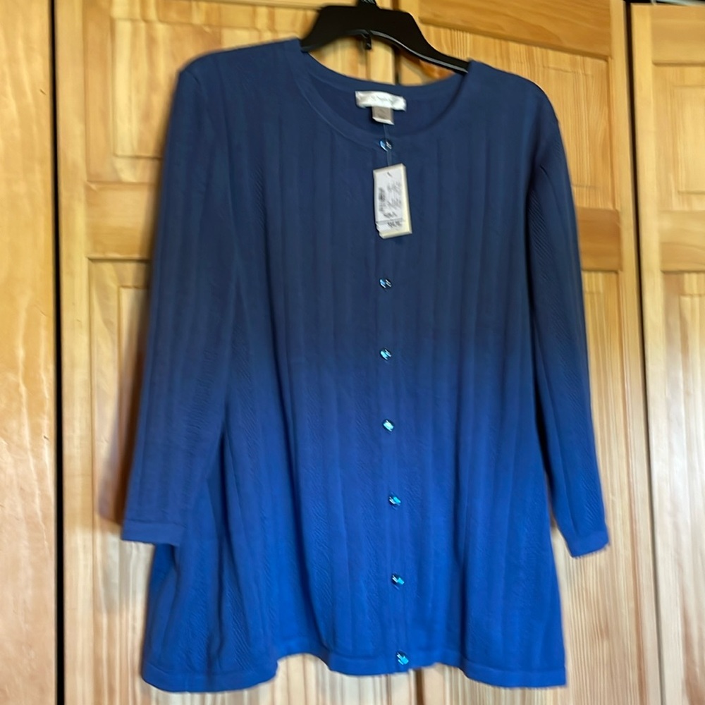 Blue cardigan sweater